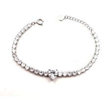 Welch Steel Welch Stainless Steel Heart Tennis Bracelet