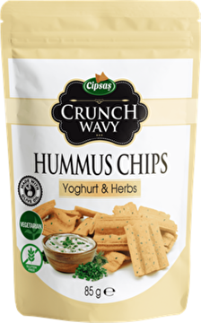 Show details for Cipsaş Crunch Wavy Yoghurt & Herbs Flavored Hummus Chips 85 g Picture of Cipsaş Crunch Wavy Yoghurt & Herbs Flavored Hummus Chips 85 g