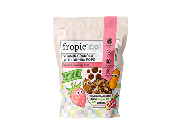 Show details for Fropie Vitamin Granola With Quinoa Pops - Peanut & Strawberry Cubes Picture of Fropie Vitamin Granola With Quinoa Pops - Peanut & Strawberry Cubes