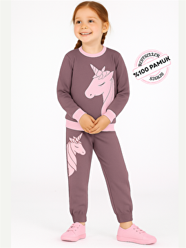 Picture of Casabony Unicorn 3d Lila Kız Çocuk Eşofman Takım  4 YAŞ