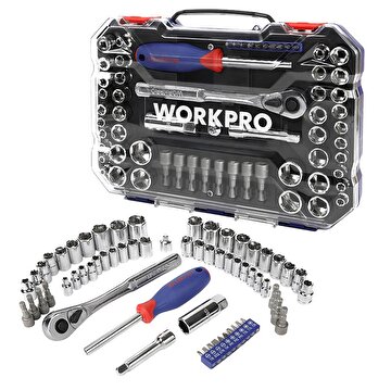 Picture of WORKPRO WP202566 1/4'’ 3/8’’ Metrik/İnç 63 Parça Cr-V Profesyonel Lokma Takımı 