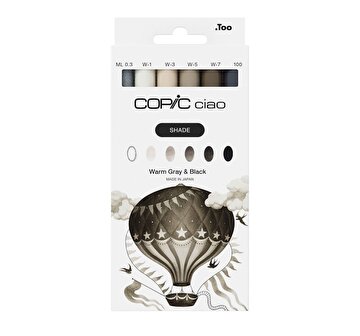 Picture of COPIC CIAO SHADE SET, WARM GRAY &amp;amp; BLACK, 6 PCS