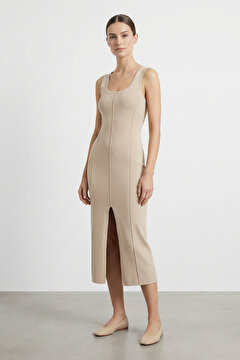 Picture of SOUL Kadın Kalın Askılı Yırtmaçlı Elbise  - 31861ELB M