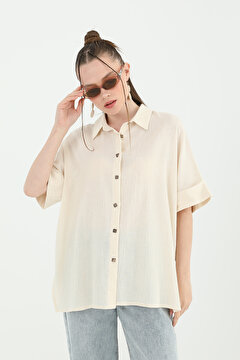 Picture of SOUL Kadın Arka Roba Dantelli Kısa Kollu Gömlek -24S-31792GML SM