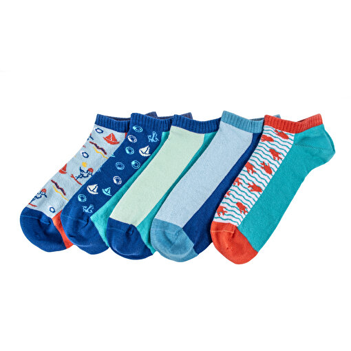 Picture of Anemoss Men’s Seamless Socks Set, 5 Pairs, Nautical Design, %85 Cotton, Fits Sizes 41-46 (EU)