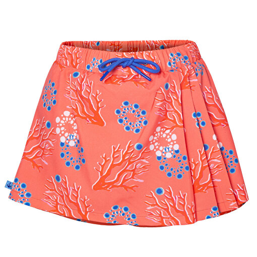 Anemoss Mercan Kadın Şort Etek – Lastikli Bel, Bağcıklı, Pembe Desenli Yazlık Skort. ürün görseli