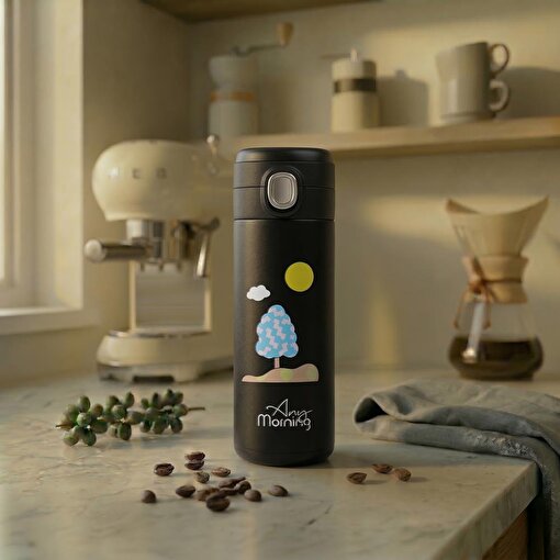 Any Morning 420 ml Paslanmaz Çelik Termos, Sızdırmaz, Vakumlu, Siyah SK22017. ürün görseli