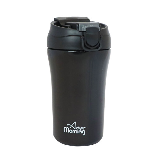 Any Morning SI232021 Paslanmaz Çelik İki Ağızlı Sızdırmaz Kapaklı Termos Bardak, 400 ml, Siyah. ürün görseli