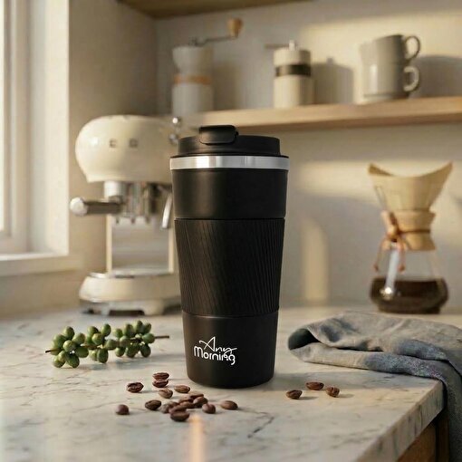 Picture of Any Morning BA21549 Thermos Mug 500 ml Black, 16.91 oz