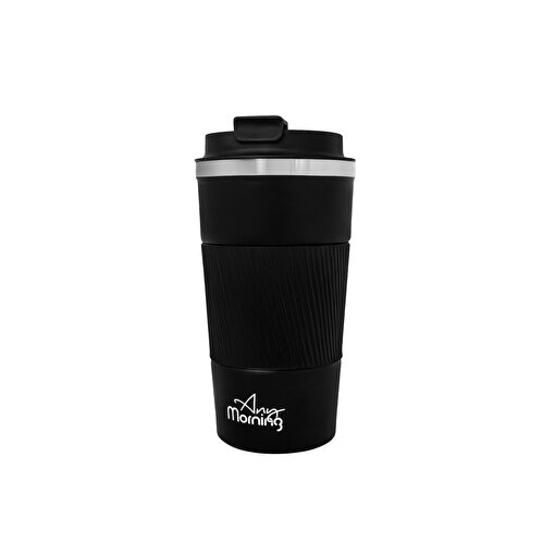 Any Morning BA21549 Paslanmaz Çelik Termos Mug 500 Ml Siyah, Kaymaz Silikon Halka, Sızdırmaz Kapak. ürün görseli