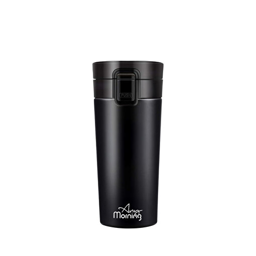 Any Morning BA21522 Paslanmaz Çelik Termos Mug 380 Ml Siyah, Sızdırmaz Kapak, Tuş Mekanizmalı Kilit, Çift Duvarlı Yalıtım. ürün görseli