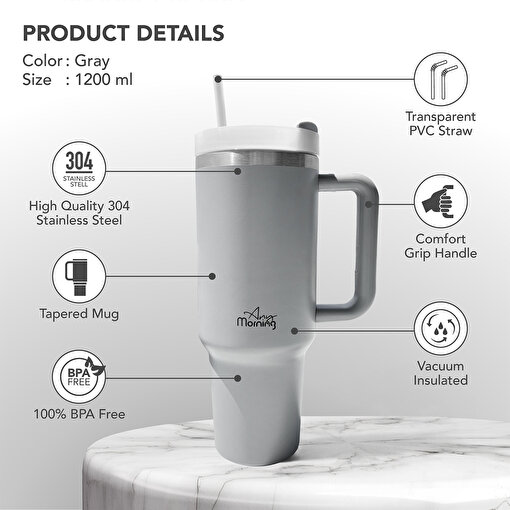Picture of Any Morning SI2440217 Thermos Mug 1200 ml Gray