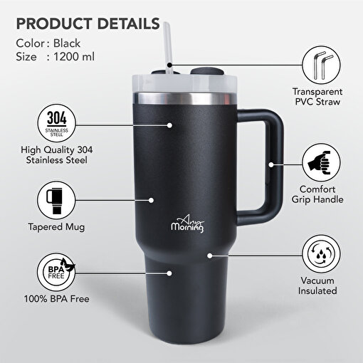 Picture of Any Morning Vaha 1200ml Thermal Mug - Black