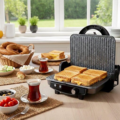 Any Morning OZ26TM03 Çıkarılabilir Plakalı Izgara ve Tost Makinesi . ürün görseli
