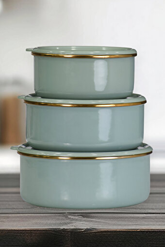 Picture of PR Home Soft Green Enamel 3-Piece Storage Set