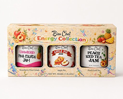 Bien Chef Enerji Koleksiyonu 3'lü Reçel Seti 3x220 gr (Çilekli Pina Colada, Elmalı Turta, Şeftalili Buzlu Çay). ürün görseli
