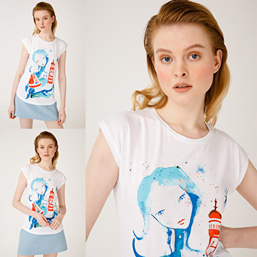 Anemoss Fenerci Kız Beyaz Kadın T-Shirt. ürün görseli
