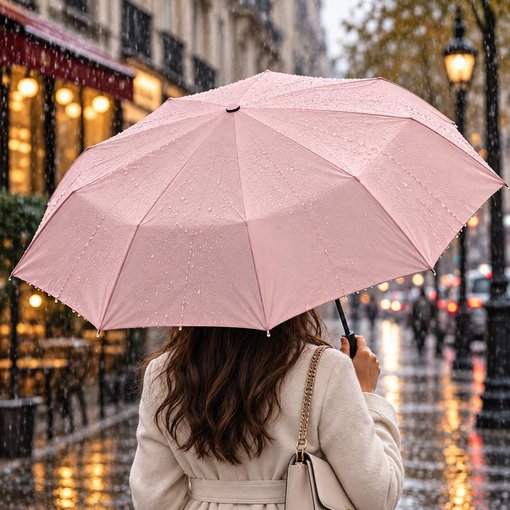 Picture of Biggdesign Umbrella 21 in Pink Moods Up, 8 Ribs Pongee Auto UV Windproof Canopy