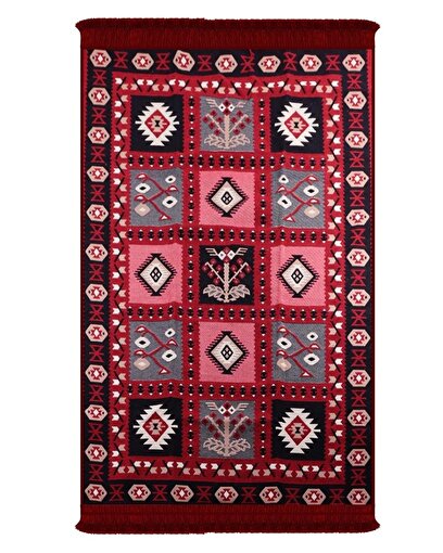 Bigghome SA1619B Çift Taraflı Kilim 80*150 cm, Makinede Yıkanabilir, Etnik Desenli. ürün görseli