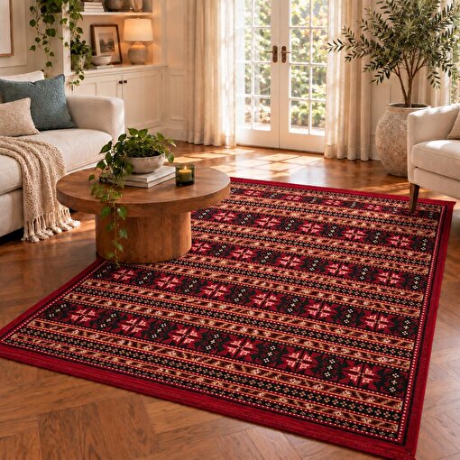 Bigghome SA25BA Kilim 120*180 cm, Makinede Yıkanabilir, Etnik Desenli resmi