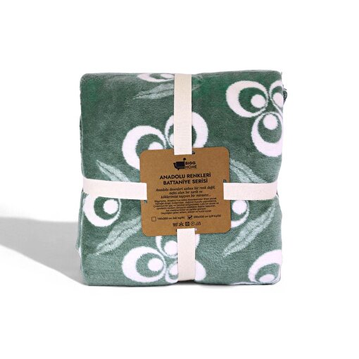 Bigghome Çintemani Yeşil Çift Kişilik Battaniye 200 x 220 cm. ürün görseli