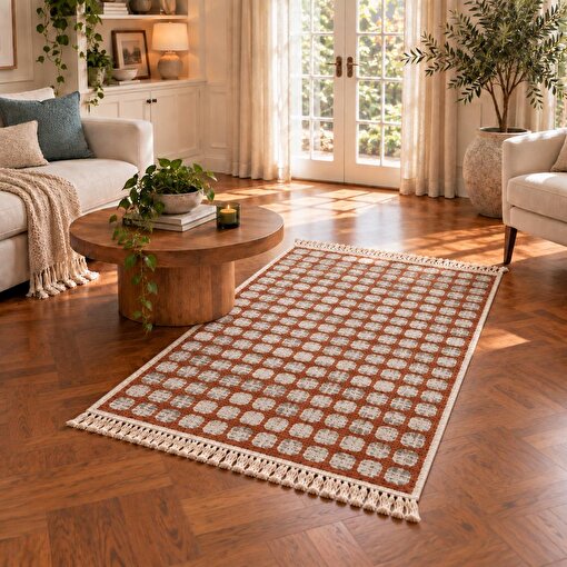 Bigghome Çift Taraflı Kilim 80*150 cm SA26EK Makinede Yıkanabilir Modern Desenli resmi
