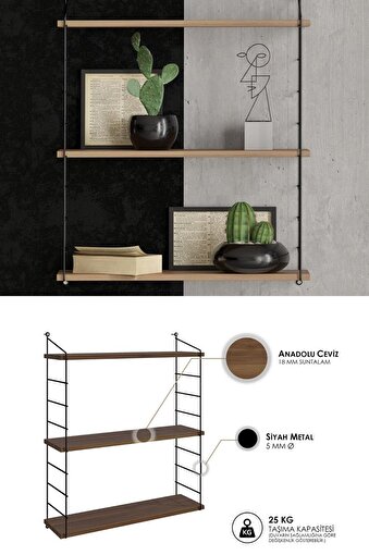 Decormet Armoni Raf Seti 3 Raflı 200*720 Ceviz. ürün görseli