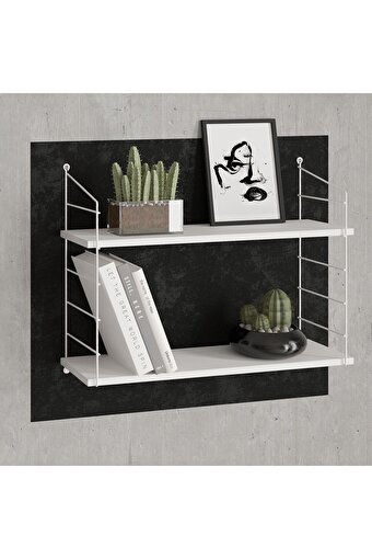 Decormet Armoni Raf Seti 2 Raflı 200*720 Metal Beyaz+Ahşap . ürün görseli