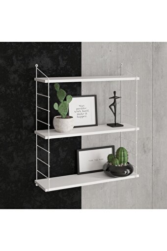 Decormet Armoni Raf Seti 3 Raflı 200*720 Metal Beyaz+Ahşap . ürün görseli