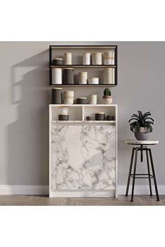 Decormet Bracked Çok Fonksiyonlu Masa Carrara Marble. ürün görseli