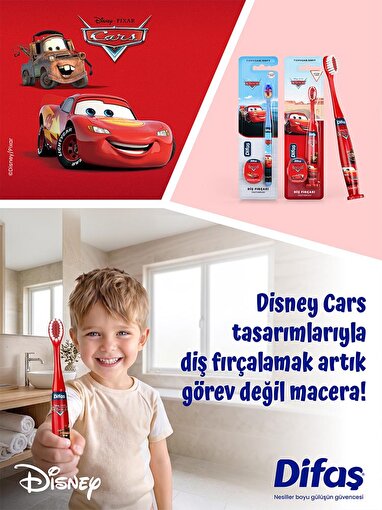 Difaş Cars Yumuşak Kıllı Diş Fırçası 4-7 Yaş 2 Adet. ürün görseli