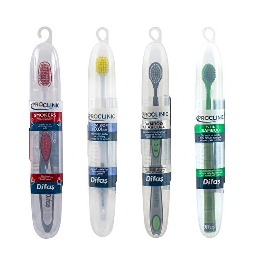 Difaş ProClinic Smokers, Slim Soft, Stil Bamboo ve Bamboo Charcoal Diş Fırçası Seti. ürün görseli