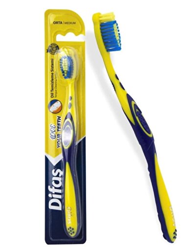 Picture of Difaş Love Your Teeth Toothbrush ( Medium Hard ) (Yellow&Blue)