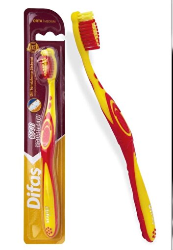 Picture of Difaş Love Your Teeth Toothbrush ( Medium Hard ) (Yellow&Red