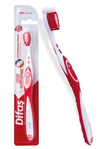Picture of Difaş Love Your Teeth Toothbrush ( Medium Hard ) (Red&White)