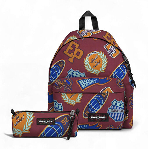 Eastpak Benchmark Single Clash Burgundy Kalem Çantası ve Padded Pak'r Okul Sırt Çantası Set. ürün görseli