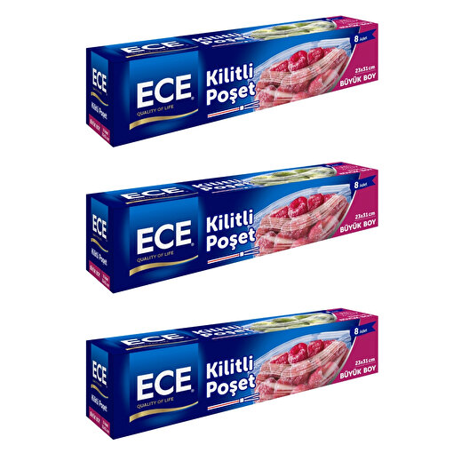 Ece Buzdolabı Poşeti Kilitli Büyük 8Li x 3 adet. ürün görseli
