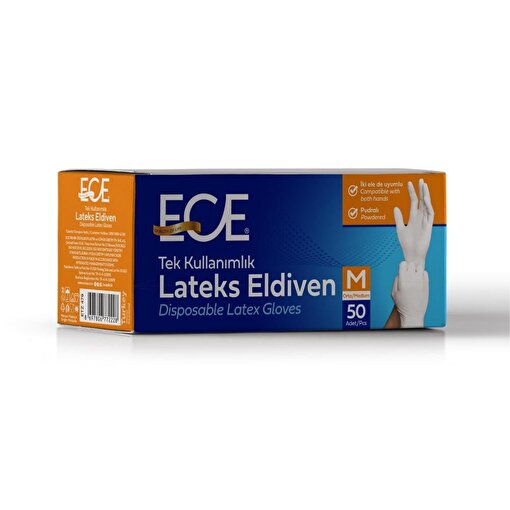 Picture of Ece Dısposable Latex Gloves (M) Medıum 50pcs (12)