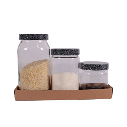 Herevin 139357-810 Granit Desenli Kavanoz Seti 3'lü (425-660-1000 ml). ürün görseli