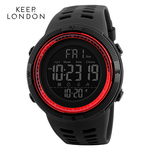 Keep London Unisex Dijital Japon Makine Saat Kırmızı. ürün görseli