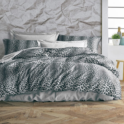 Keep London Home Series 320 Natural Cotton(Doğal Pamuk) Çift Kişilik Nevresim Takımı-Leopar Gri. ürün görseli