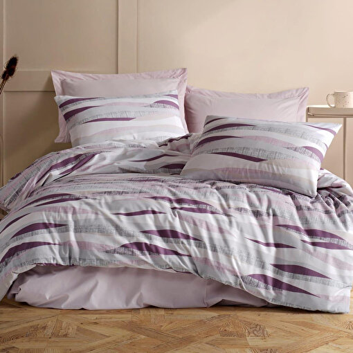 Keep London Home Series 322 Natural Cotton(Doğal Pamuk) Çift Kişilik Nevresim Takımı-Lila. ürün görseli