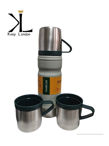 Keep London Çift Duvarlı Bardaklı Paslanmaz Çelik Termos Seti 500ML-Beyaz. ürün görseli