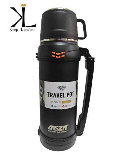 Keep London Paslanmaz Çelik Çift Duvarlı 1200ml Termos-Siyah. ürün görseli