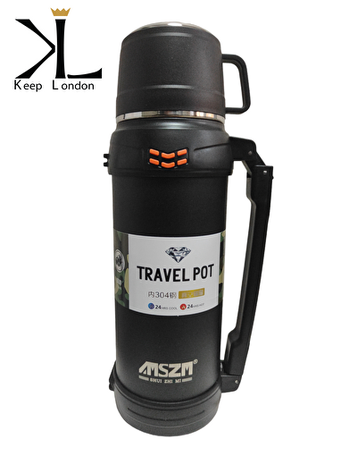 Keep London Paslanmaz Çelik Çift Duvarlı 1600ml Termos-Siyah. ürün görseli