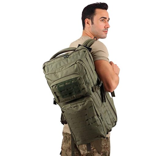 45 Litre Lazer Kesim Outdoor Sırt Çantası – Haki resmi