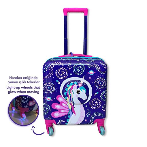 Picture of Milk&Moo Colorful Lighted Wheeled Rickshaw Kids Suitcase with 3D Ayris Design