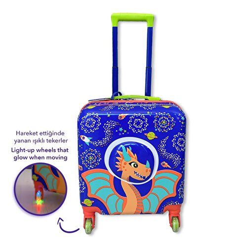 Picture of Milk&Moo Colorful Lighted Wheeled Rickshaw Kids Suitcase with 3D Ponix Design