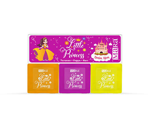 Picture of Mara Little Princess Washable Water-Based Kids Nail Polish 3 ( Yellow - Fusia - Orange) 8 Ml*3