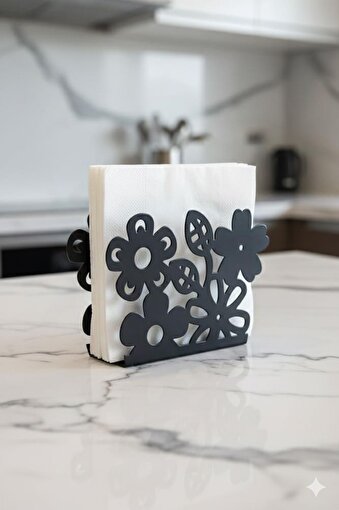 Picture of Mayer Decorative Floral Napkin Holder Black